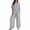 Gray, variant on Womens Short Sleeve Two Piece Linen Cotton Outfit Solid V Neck Top Drawstring Wide Leg Pants Side Pocket High Waist Loose Casual Matching Set Tracksuit