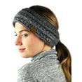 thumbnail image 2 of C.C Cable Knit Fuzzy Lined Ear Warmer Ponytail Pony Headband, Confetti Ombre Dark Melange Gray, 2 of 3