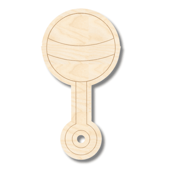 Unfinished Wood Etched Rattle Shape | Paint By Line Crafts 18" / 1/8"