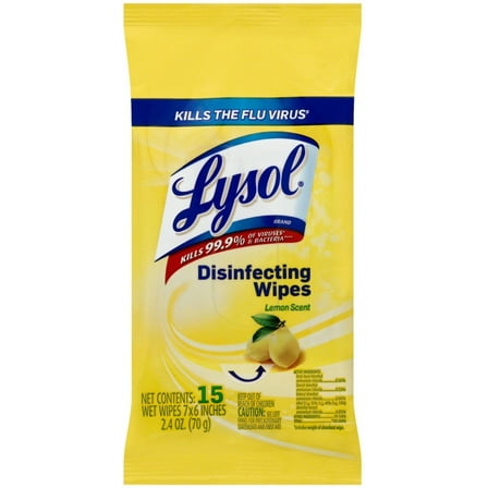 Pack of 4 - Lysol Disinfecting Wipes, Lemon & Lime Blossom, 15 ct