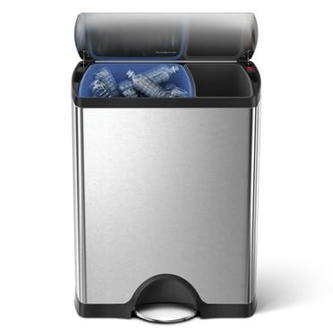Simplehuman 46 liter / 12 gallon dual compartment rectangular step can, brushed stainless steel