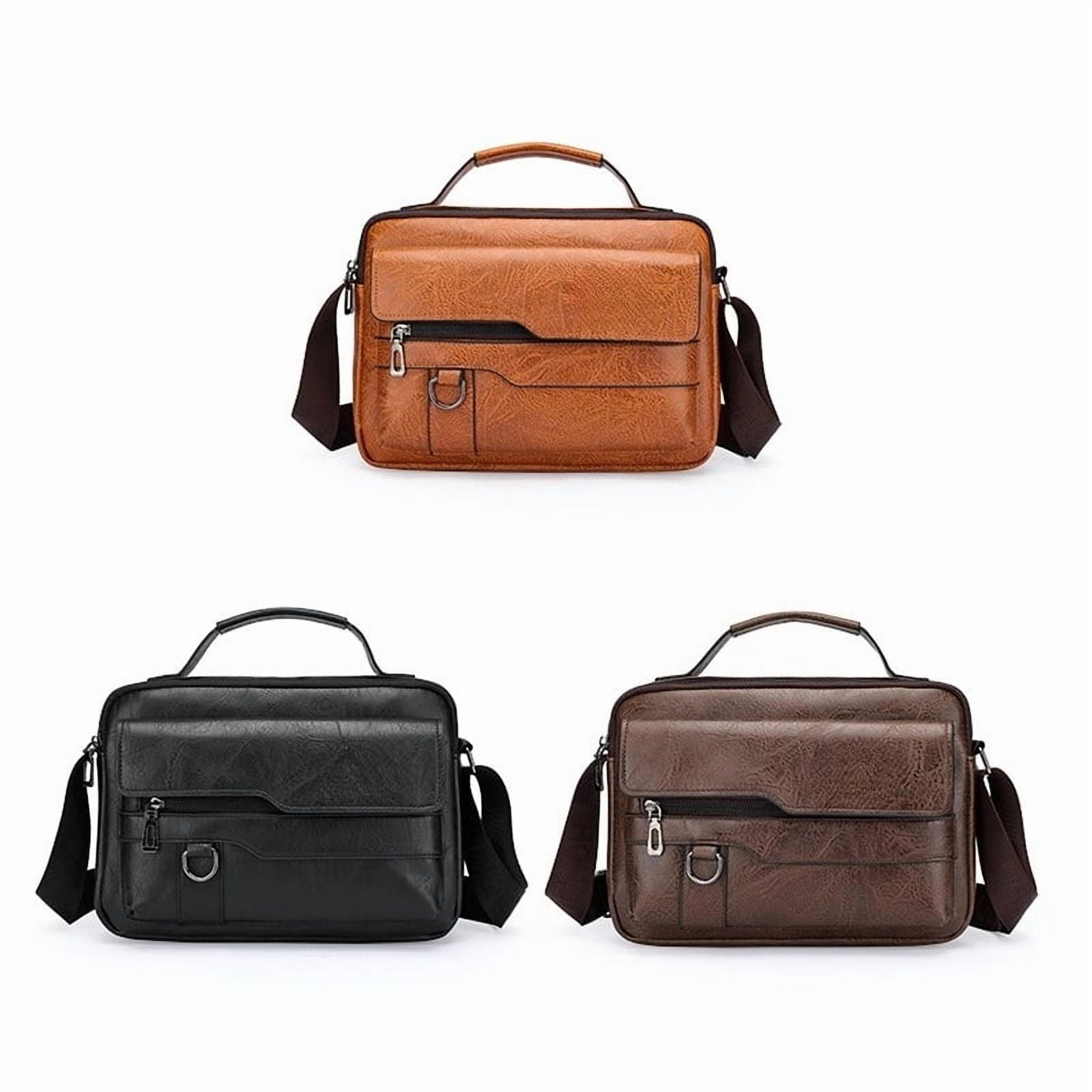 Men'S Leather Handbag Briefcase Large Capacity Cross Messenger Casual Business Tote Square Card Wallets Crossbody Shoulder Bag