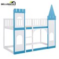thumbnail image 5 of Bellemave Blue Twin over Twin Castle-shaped Bunk Bed with Ladder, Twin Size Wood Bunk Bed Frame with Castle Appearance, 5 of 7