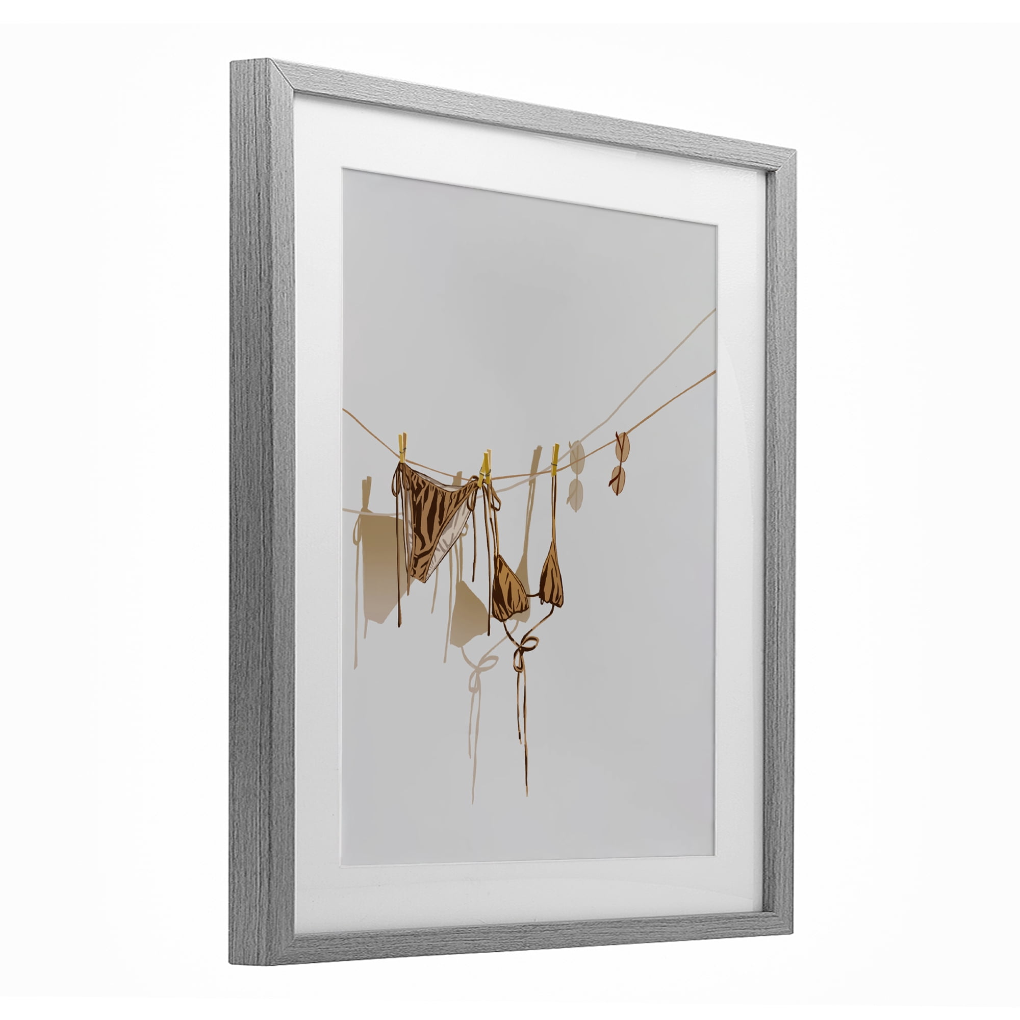 Stupell Industries Sunlit Bikini on Clothesline Gray Framed Print Under Glass, design by Ziwei Li