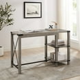 thumbnail image 3 of Walker Edison Modern Rustic Wood and Metal X Kitchen Island, Grey Wash, 3 of 11