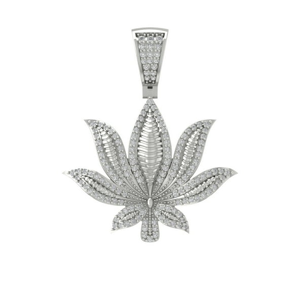 14K White Gold Diamond Lotus Pendant with Sterling Silver Cable Chain Necklace (5/8 cttw, I-J Color, I2-I3 Clarity), 18"