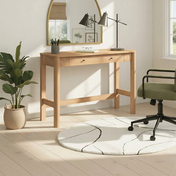 Penelope Modern Desk with Drawer Storage, English Oak