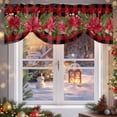 thumbnail image 6 of Christmas Red Plaid Tie Up Valances Curtain, Poinsettia Leaf Winter Floral Adjustable Rod Pocket Short Window Treatment Tie Up Curtains Valances for Kitchen Living Room Bathroom 60x18 Inches, 6 of 9
