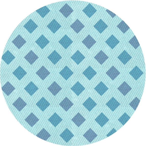 Ahgly Company Indoor Round Patterned Electric Blue Area Rugs, 8' Round