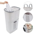 thumbnail image 2 of Household 3-layer Clothes Basket with Universal Wheel Free Stand Laundry Basket Set for Bathroom Clothes Storage (White), 2 of 12