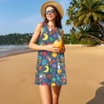 thumbnail image 3 of Lsque Cartoon Space Pattern Summer Dresses for Women – Sleeveless T-Shirt Swing Sundress, Perfect for the Beach and Casual Days, 3 of 7