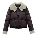 thumbnail image 5 of Oksale Cropped Puffer Jackets for Women Casual Lapel Quilted Outerwear Comfort Long Sleeve Overcoats for Winter 2025 Coffee M, 5 of 6