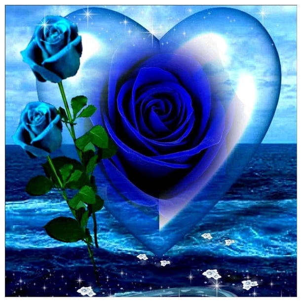 Rosa Corazón 5D Diamante Pintura Bordado DIY Punto Cruz Del Azul