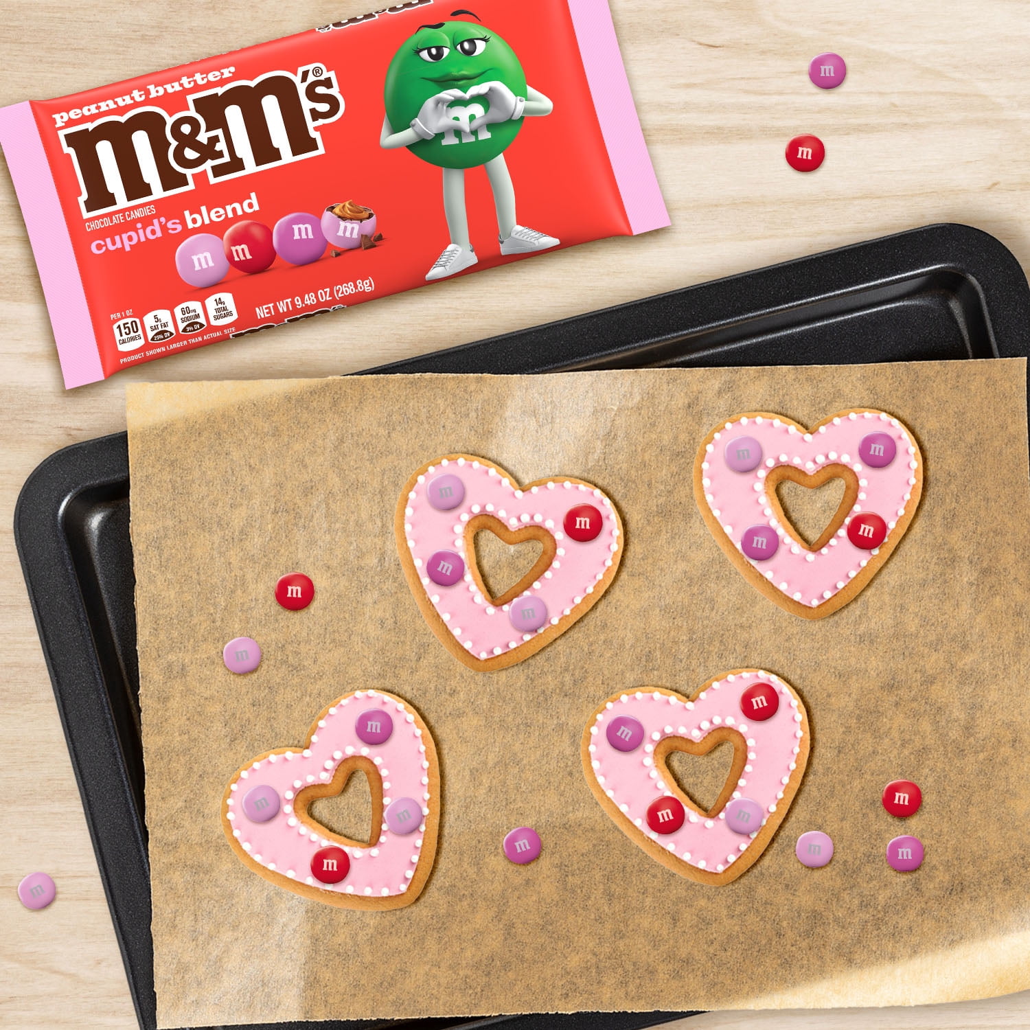 (2 pack) M&M'S Peanut Butter Milk Chocolate Cupid's Blend  Valentine's Day Candy - 9.48 oz Bag