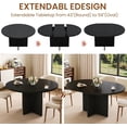 thumbnail image 3 of 43.3"-59" Extendable Dining Table for 4-8, Round to Oval Kitchen Table with Hidden Storage & Sturdy Cross Base, Modern Dinner Table for Dining Room Living Room, Removable Leaves, Black, 3 of 9