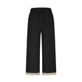 thumbnail image 4 of Nmnitkp Linen Pants Women Fashion 2025 Casual Lightweight Drawstring Elastic Waist Pants with Pockets Black,XL, 4 of 7