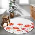 thumbnail image 3 of Round Rugs 4Ft, Red Flowers Round Area Rug Washable Indoor Throw Carpet, Watercolor Spring Country Botanical Floral Soft Non Slip Circle Rug for Kitchen Nursery Room Home Decor Aesthetic, 3 of 8