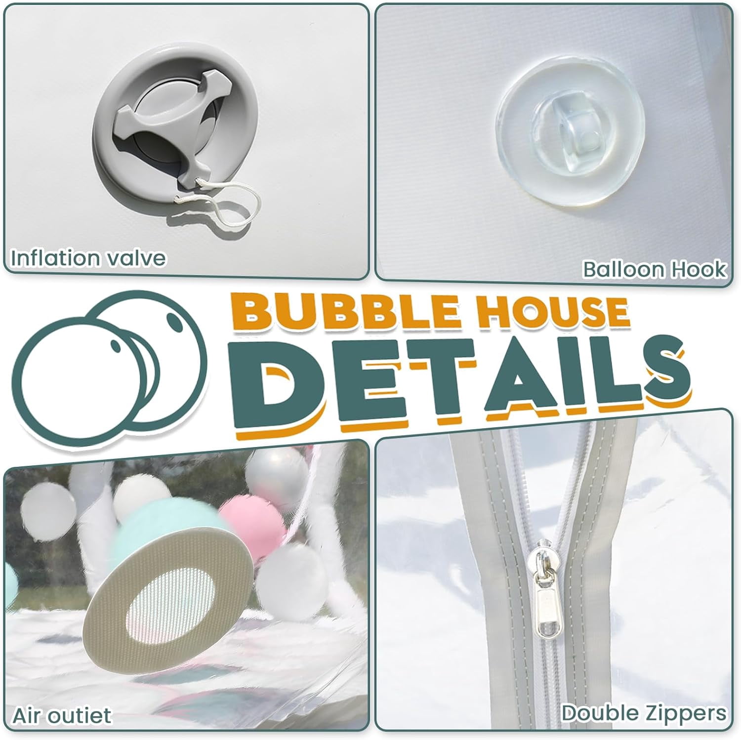 Esheno 10ft Inflatable Bubble House Clear PVC Double 550W Blowers with Double Balls 600W Dome for Party