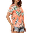 thumbnail image 5 of MODA NOVA Juniors Summer Beach Tropical Floral Button Down Hawaiian Shirts, 5 of 7