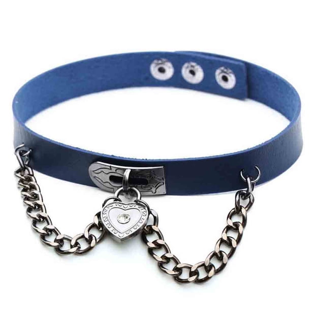 Minnieouse Punk PU cuero gargantilla cadena colgante corazón collares mujeres niñas gargantilla señora regalo joyería Ropa, zapatos y accesorios Miscelánea Azul profundo Minnieouse PS11278-13