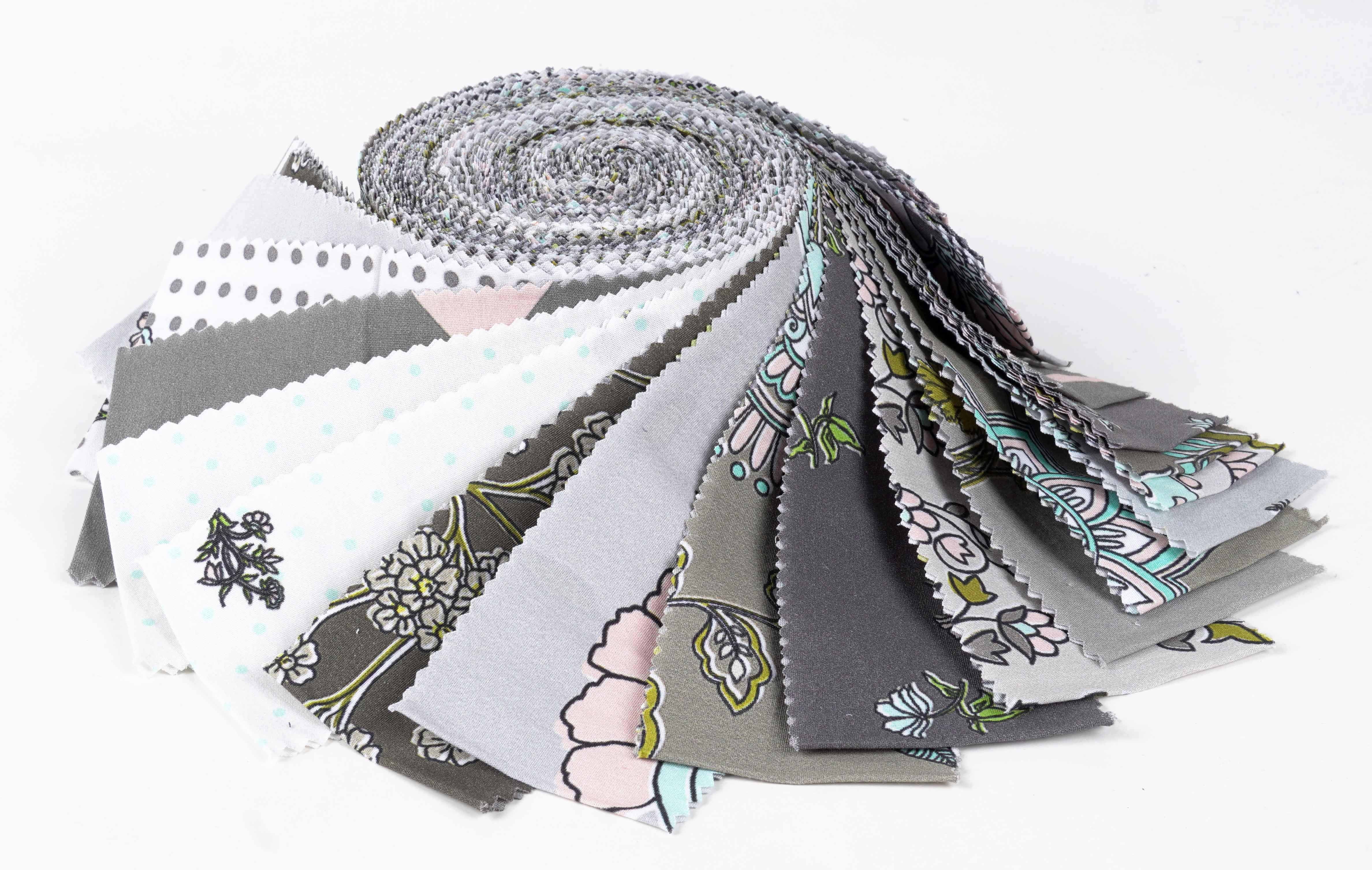 Soimoi 40Pcs Block Print Cotton Precut Fabrics For Quilting Craft Strips 2.5x42inches Jelly Roll - Black