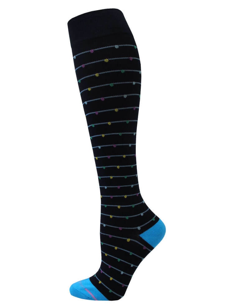 Dr. Motion Womens Funfetti Knee High Compression Socks (Navy)