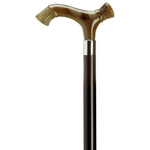 Walking Cane Carved Derby Cane Black Maple Shaft, Horn Handle