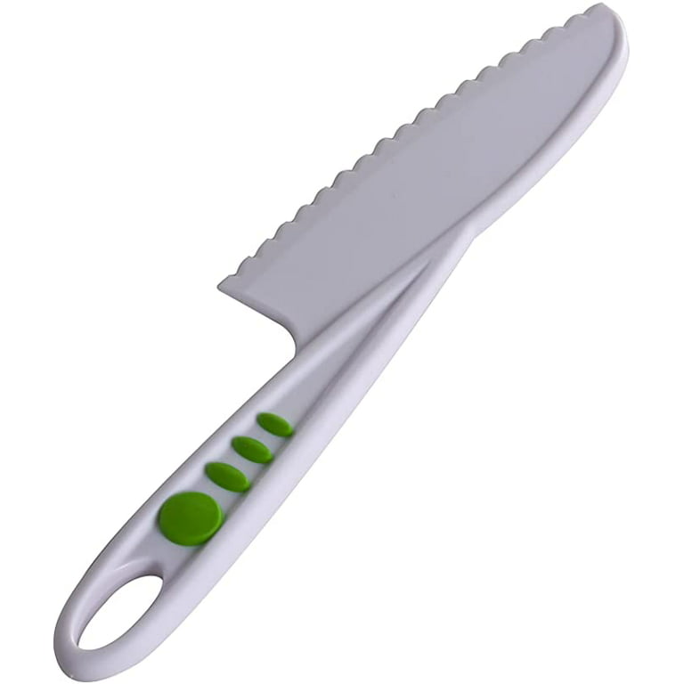 Curious Chef Kid-Safe 3 Piece Knife Set Dishwasher Safe BPA-Free S M L  White Green