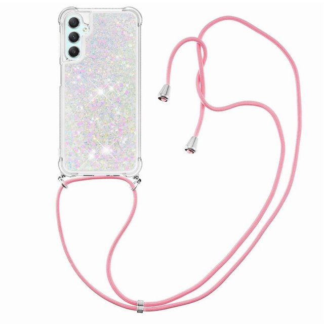 Funda FOXDOCK para Samsung Galaxy A24 4G con Cuerda Ajustable, Brillo Líquido, Protección Antigolpes y Lente – Ideal para Regalo