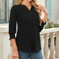 thumbnail image 7 of MIXUE Boho Tops For Women Summer Solid Color V Neck Long Sleeve Casual Lace Trim Party Pullover Shirts For Women Tee Shirts Daily-Wear,Black,S, 7 of 7