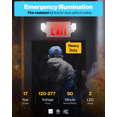thumbnail image 2 of Sunco Exit Signs With Emergency Lights, Two Adjustable LED Lights With Backup Battery, Red, 94V-0 Fire Resistant, 120-277V, Wall Or Ceiling Mount, Commercial Grade Double Sided UL 4 Pack., 2 of 7