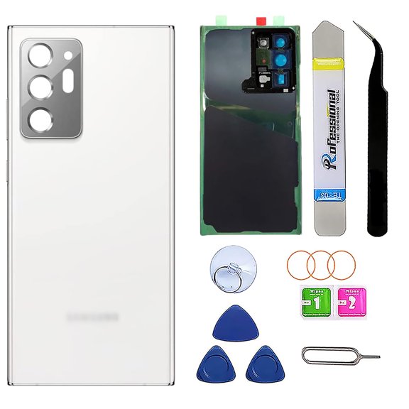 Rear Cover Back Glass Replacement for Samsung Galaxy Note 20 Ultra 6.9 inches 5G with Reparing Toolkit and Pre-Installed Adhesive (Mystic White)
