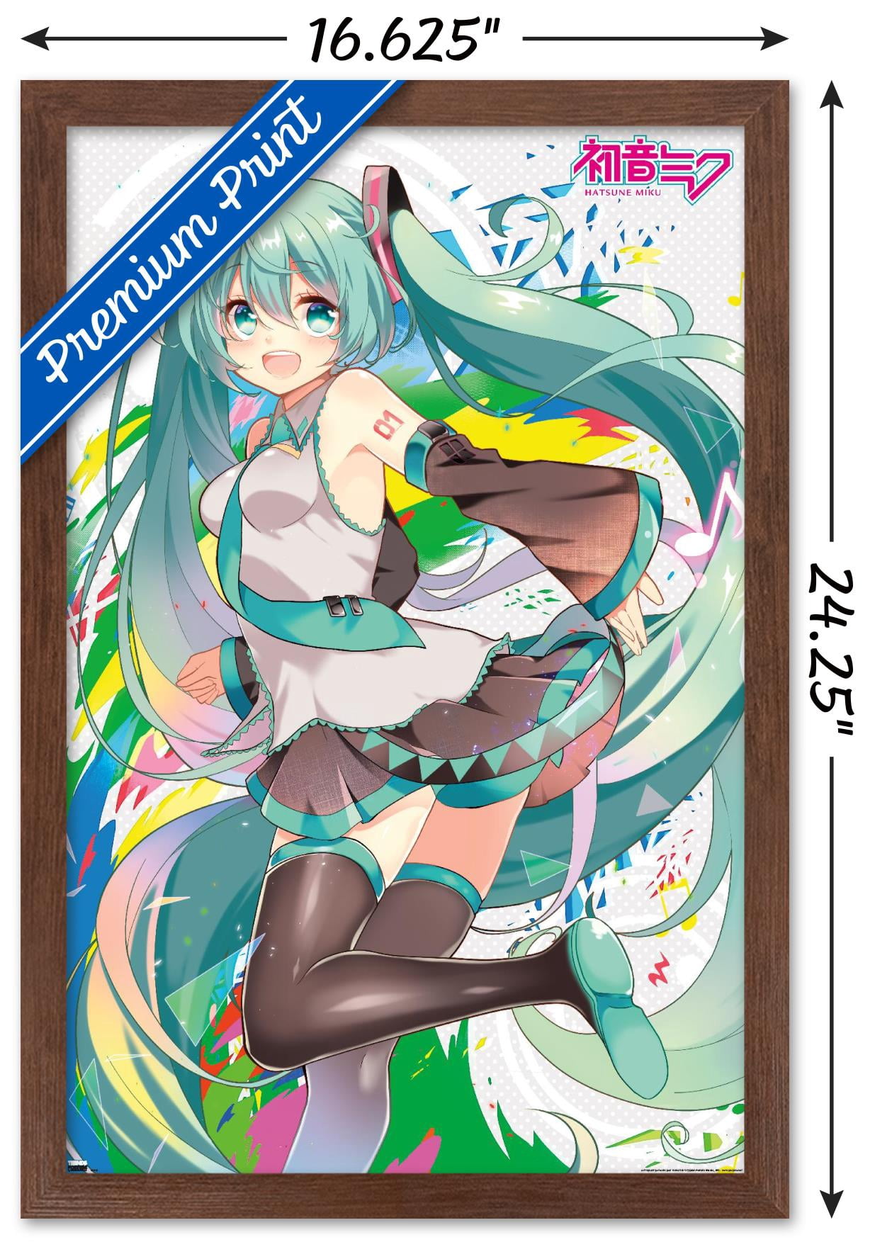 Hatsune Miku - Color Splash Wall Poster, 14.725" x 22.375", Framed