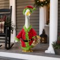 thumbnail image 4 of Porch Goose Outfits 19-23 Inch Christmas Red Dress with Green Fur Trim Black Belt Bow Hat Winter Holiday Outdoor Front Porch Patio Garden and Lawn Seasonal Decor, 4 of 9