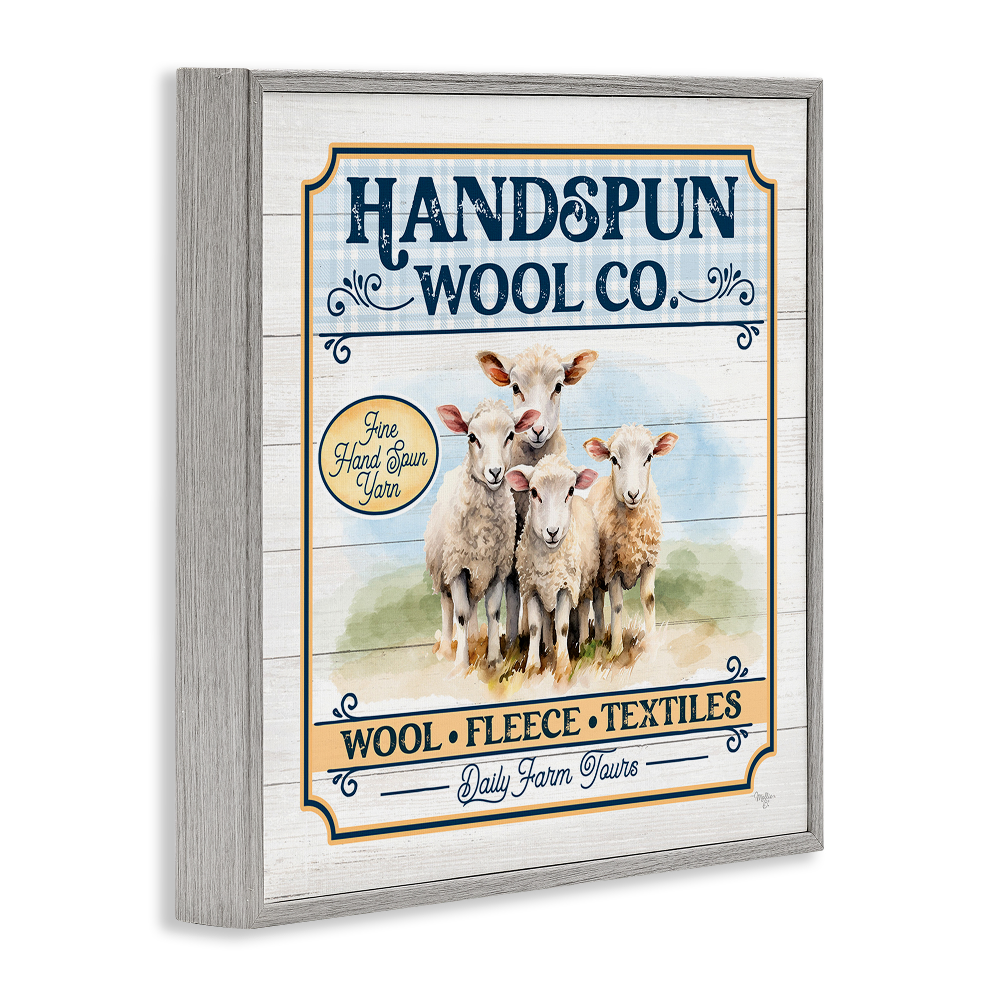 Stupell Industries Handspun Wool Sign Animals & Insects Painting Gray Framed Art Print Wall Art, 24 x 24