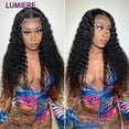 thumbnail image 5 of Lumiere Peruvian Deep Wave Lace Front Human Hair Wigs 13×4 Lace Front Wig Cap 180% Natural Black 34", 5 of 10