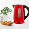 thumbnail image 2 of OVENTE Electric Hot Water Kettle 1.7 Liter, 1100 Watt Portable Stainless Steel Tea Maker with 5 Temperature Heat Control Setting Keep Warm Feature Auto Shut-Off and Boil Dry Protection, Red KS58R, 2 of 8