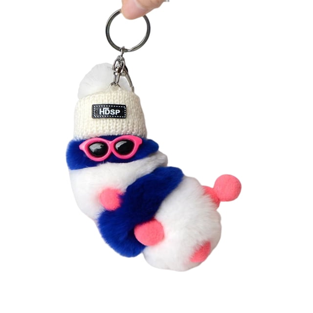 tamizeot Key Chain Caterpillar Pendant Ornament Present Female Hanging Blue Pattern 6