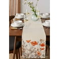 thumbnail image 4 of Table Runner Dresser Scarves 120 Inch Long,Watercolor Garden Flower Plant Linen Dining Table Runners Blossom Poppy Floral on Burlap Tabletop Scarf for Wedding Holiday Party Kitchen, 4 of 9