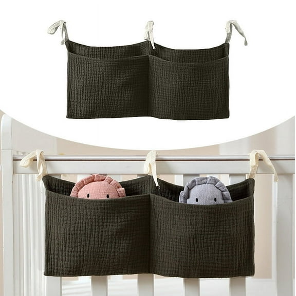 Bedside Organizer Hanging Storage Bag for Milk Bottle Bib Nappy Dormitory Bunk Crib Accessories -Purpose Nursery Organizing Solution