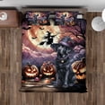 thumbnail image 4 of Spooky Halloween Night Witch Labrador Retriever Glowing Pumpkins Quilt Bedding Set Lab Dog Lover Gifts 1 Blanket Bed Cover 2 Pillowcases - 12015, 4 of 5