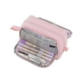 thumbnail image 2 of Luxcidy Large Capacity Pencil Pouch, Solid Color Pencil Case Large Capacity Four Open Pencil Case Stationery Box, Minimalist Portable Stationery Bag with Handle for Office Organizer(Pink), 2 of 6