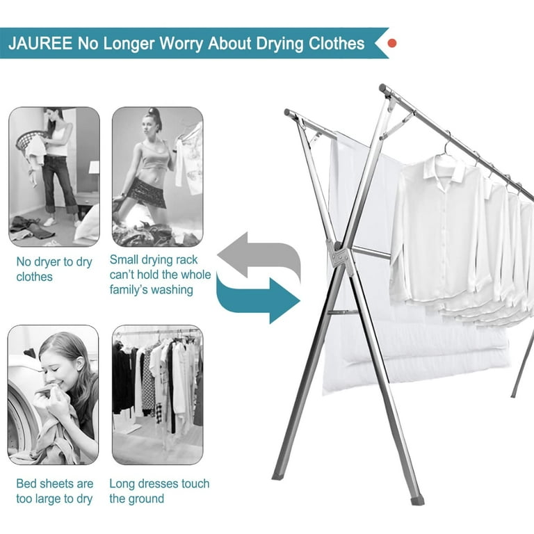 GIVIMO Clothes Drying Rack, Foldable Large Drying Hanger for Indoor and  Outdoor Use, White