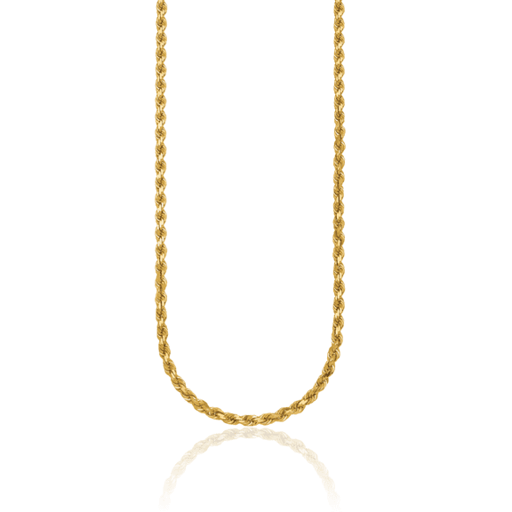 14K Solid Yellow Gold 4mm Rope Chain Twisted Link Necklace