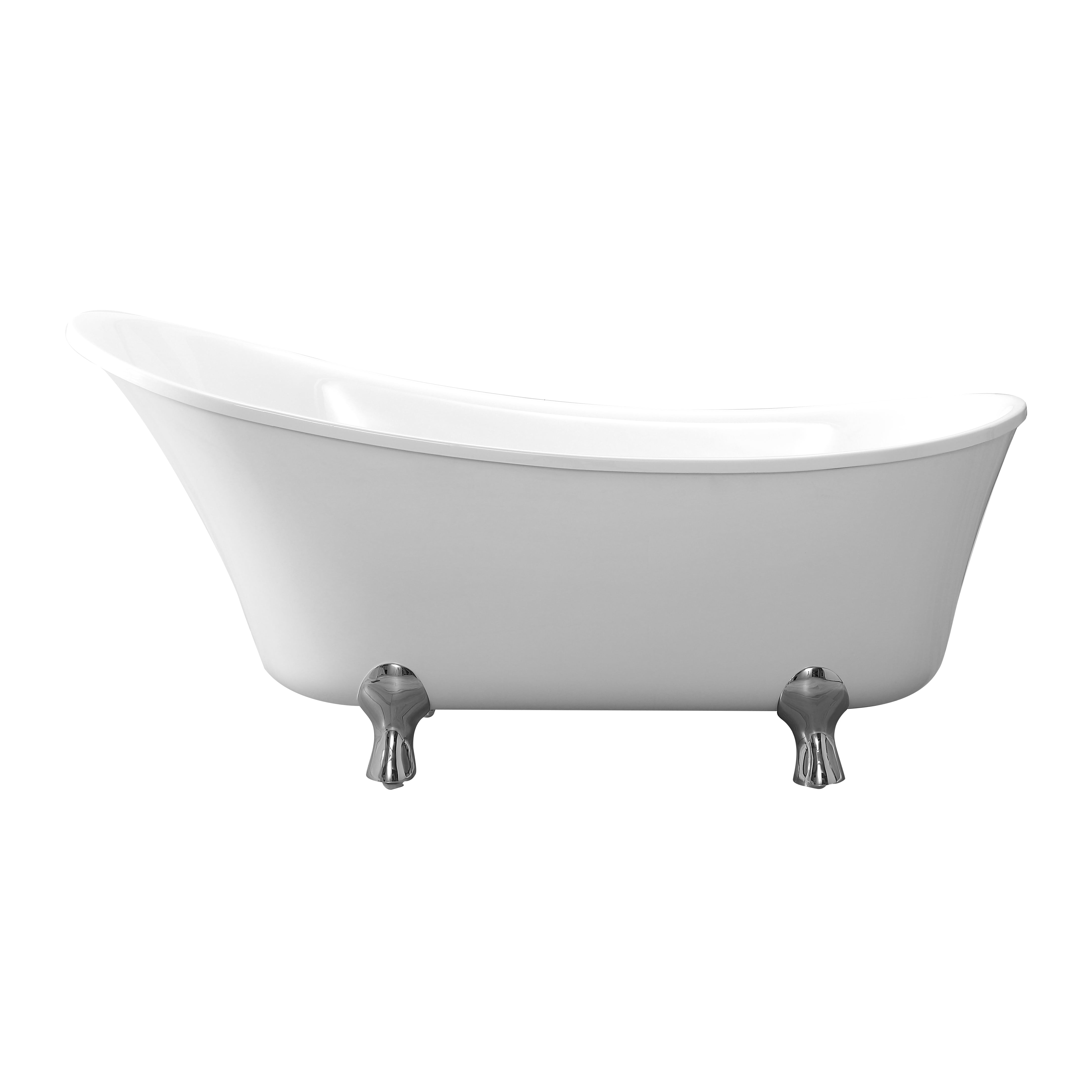 Pearl 69 in. Freestanding Acrylic Tub in Glossy White