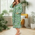 thumbnail image 2 of FOR U DESIGNS Shamrock Leopard Green Print House Dresses for Women, Breathable Long Sleeve Night Shirts Soft House Dress with Pockets, Duster Lounger Robe with Zipper, M, 2 of 8