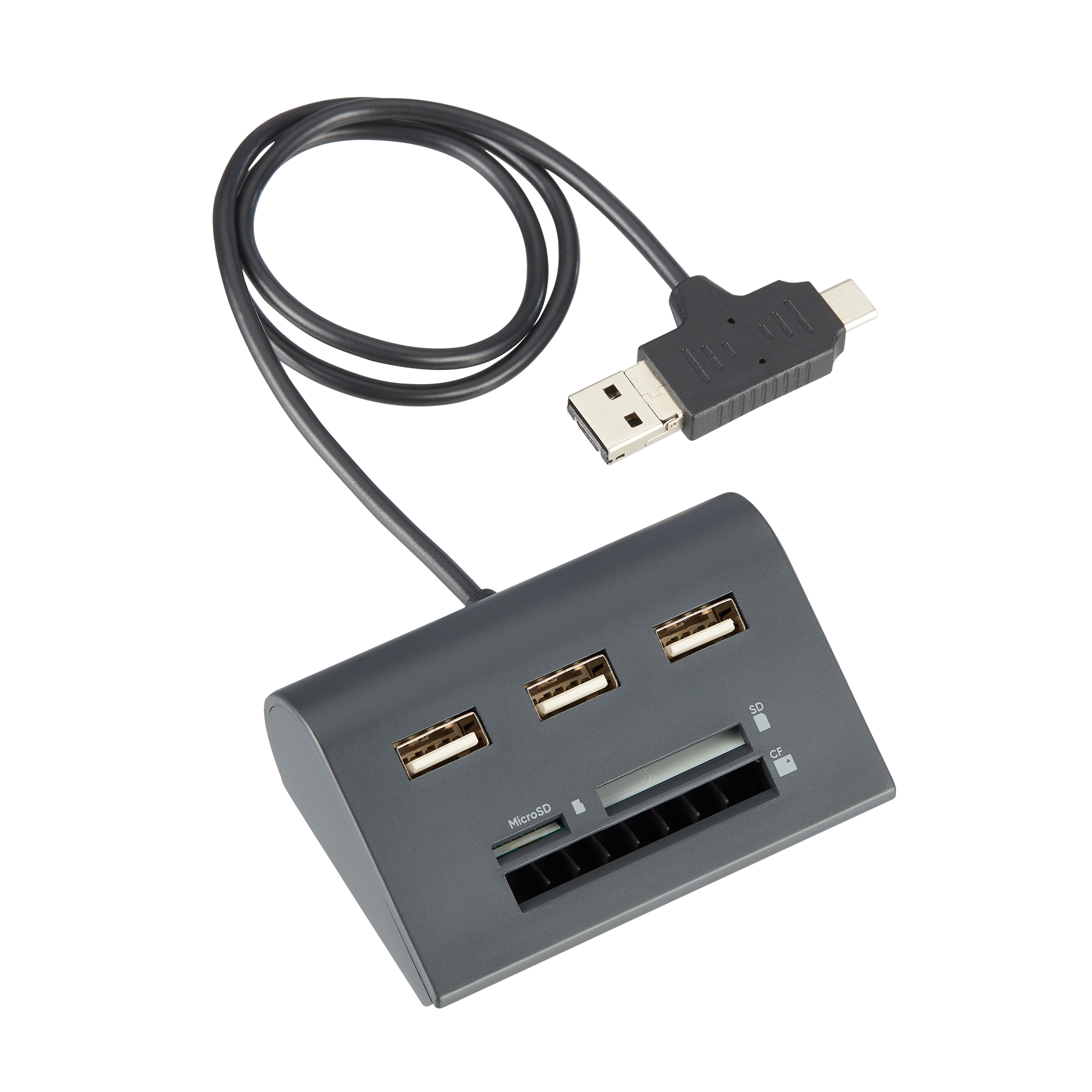 onn. Multi-Port USB Hub with SD, Micro SD and Compact Flash Card Reader - image 4 of 5