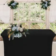 thumbnail image 2 of LUSHVIDA 6 Pack Spandex Black Table Covers Fitted Table Clothes for 6 Foot Rectangle Tables Stretch Wrinkle Free Tablecloth for Party, Wedding, Birthday, Vendor Stand, 2 of 6