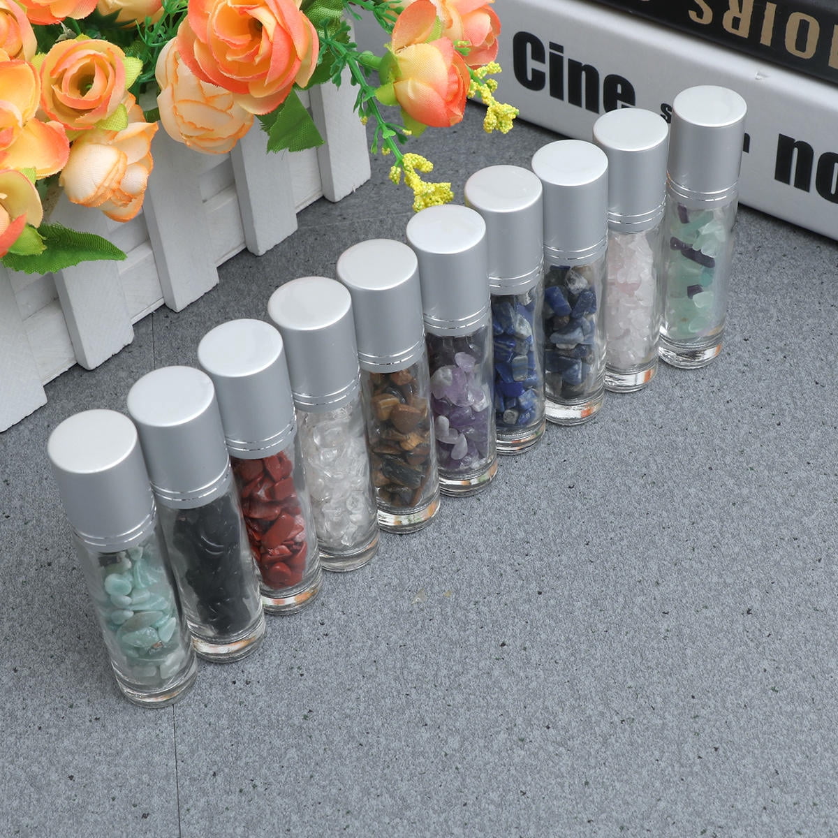 FOMIYES Refillable Roller Roll Bottles Glass Assorted Color 10Pcs