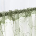 thumbnail image 5 of Curtainking Rod Pocket Kitchen Curtains 26x24 inch Leaf Embroidered Window Curtains Sheer Cafe Curtains 2 Panels Sage, 5 of 7